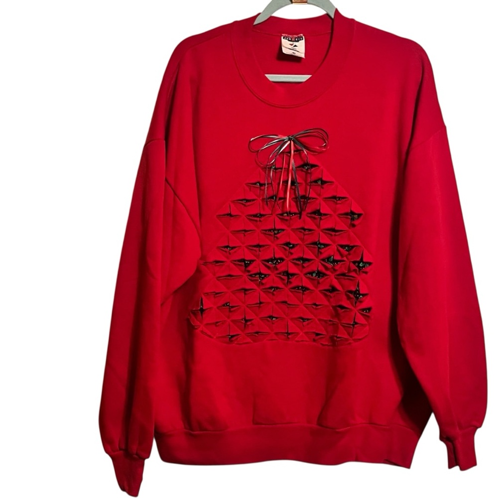 Christmas Tree Sweatshirt Jerzees Handmade Custom Women’s 2x Vintage